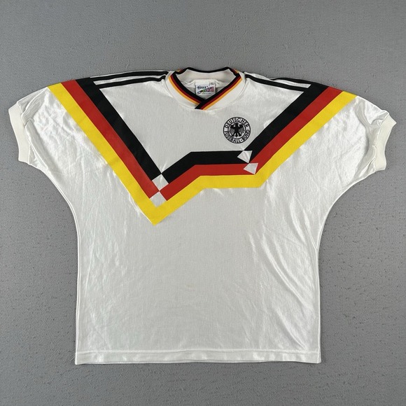 Vtg 80s German Soccer Jersey Men's XL White DFB Football Deutscher Fussball-Bund
